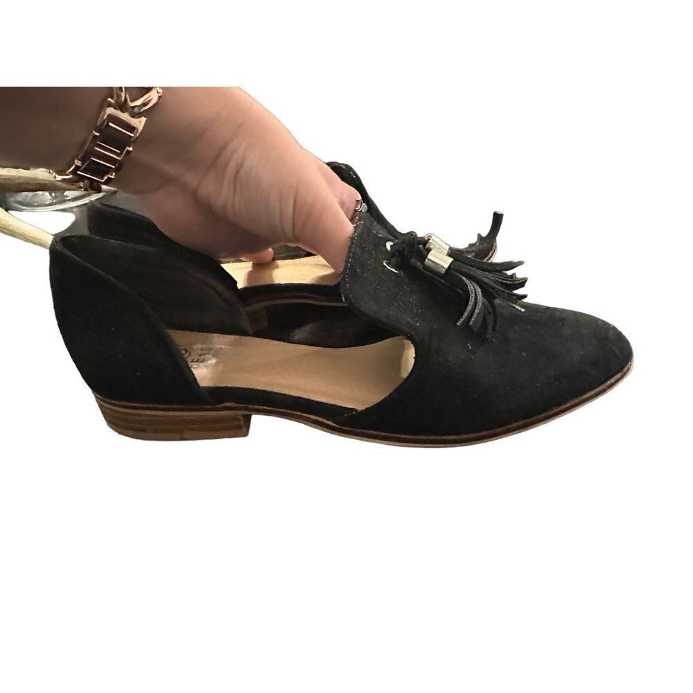 Beast Fashion Black Suede Slip On Tassle Detail Shoes